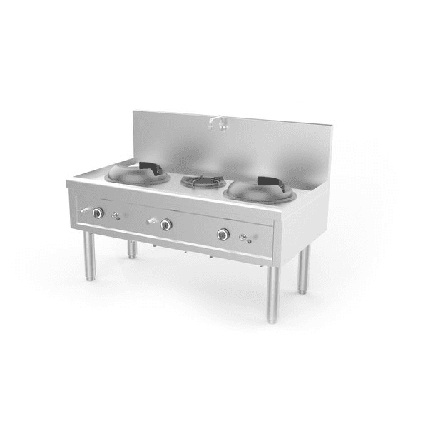 Wok Stove | Gas | 2 Wok Burners + 1 Soup Burner | 64.2kW | 1530x850x1100mm
