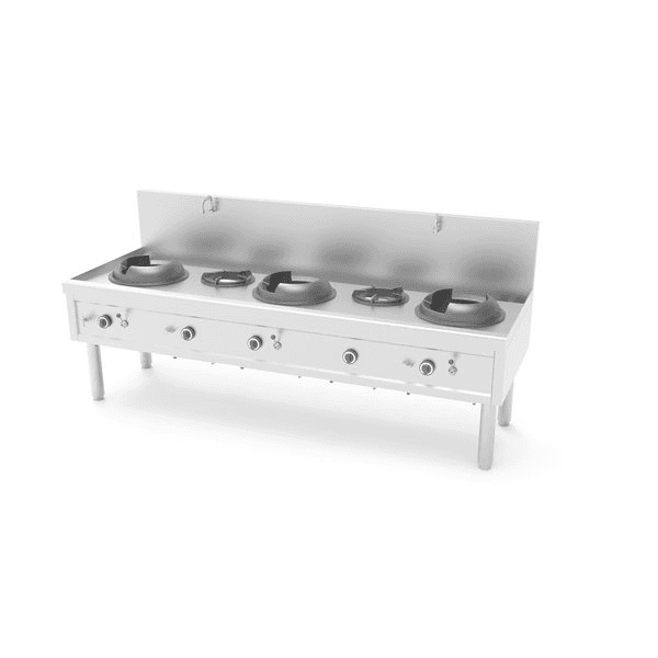 Wok Stove | Gas | 3 Wok Burners & 2 Soup Burners | 100.9kW | 2450x850x1100mm