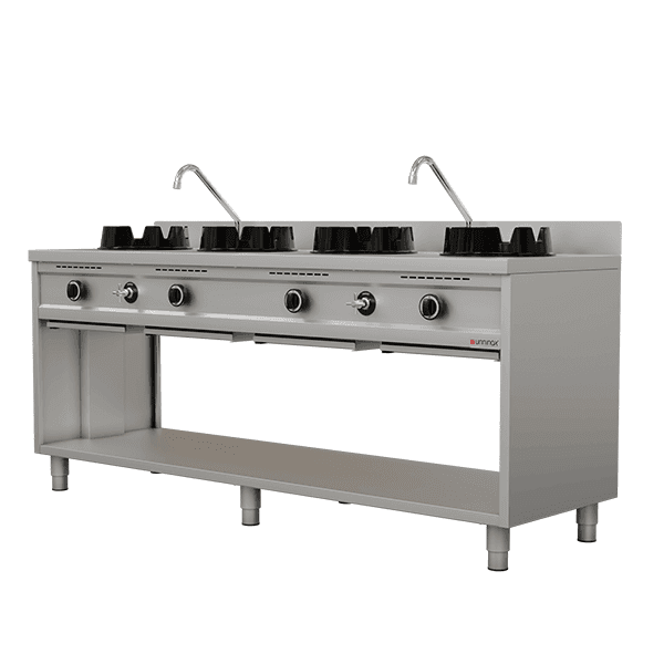 Gas wok stove – 4×15 kW – 4 cooking zone thumbnail 3