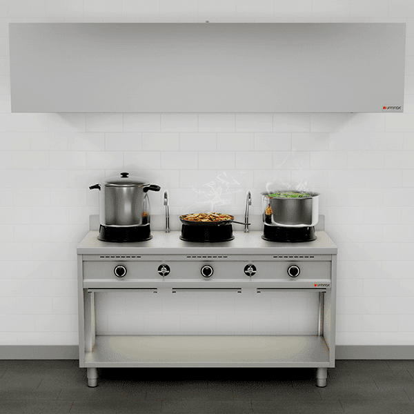 Gas wok stove - 3x15 kW - 3 cooking zone thumbnail 7