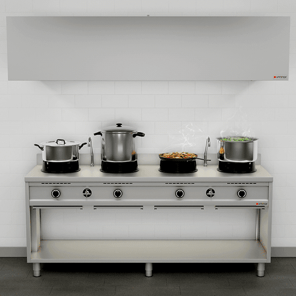 Gas wok stove – 4×15 kW – 4 cooking zone thumbnail 7