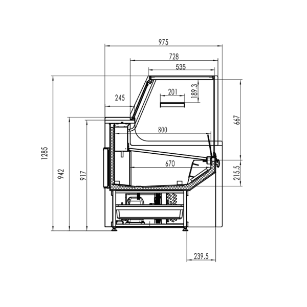 Refrigerated Meat Display Counter – 1580mm with Single Shelf thumbnail 2