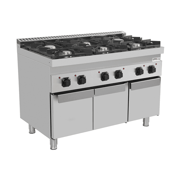 Gas stove with doors – 44kW – 6 Burners – G70C20K